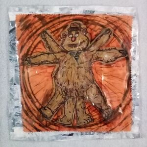 🎨Upcycled Vitruvian Bear Art🖼